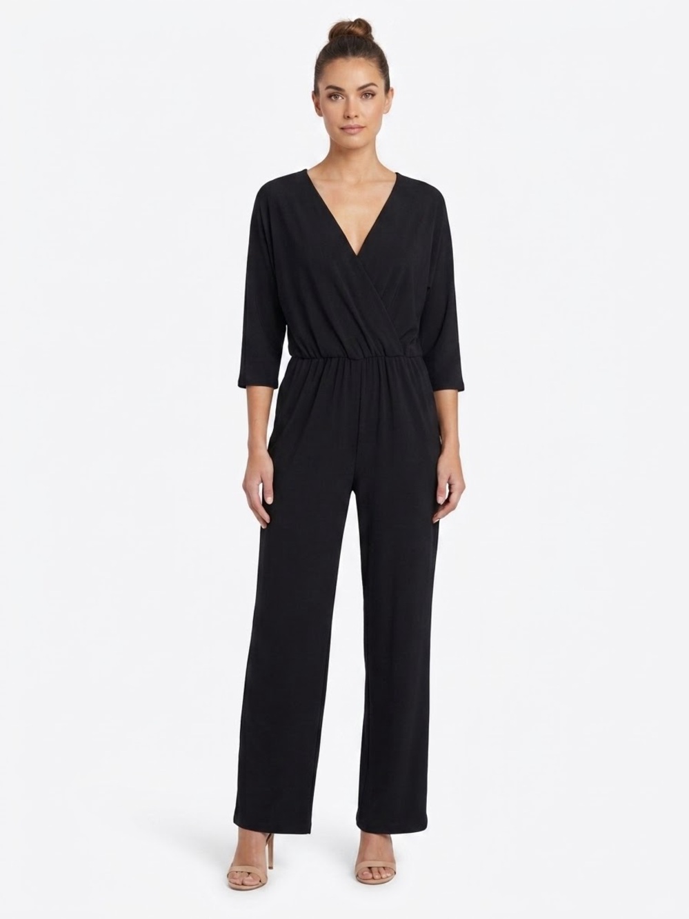 NWT Boston Proper Beyond Travel Surplice Wrap Jumpsuit Black M